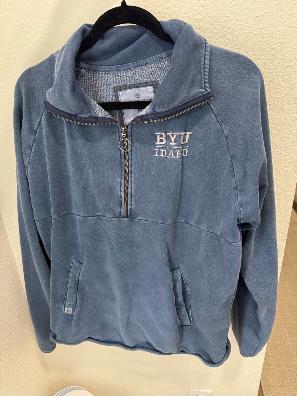 Women’s Blue Half-Zip Pullover Sweatshirt